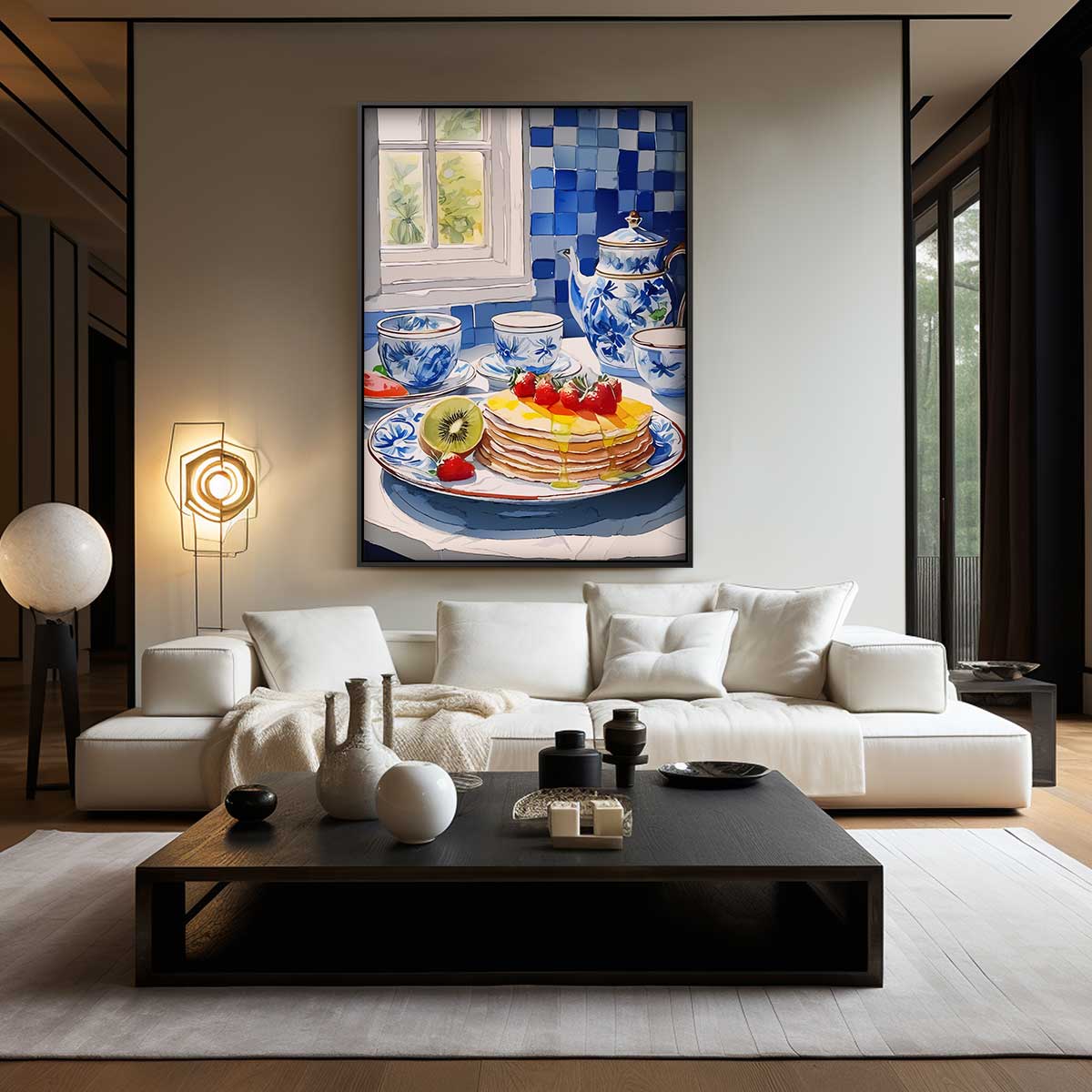 Ontbijtoase in Blauw Kunstwerk-canvas-dibond-plexiglas-wanddecoratie-WallArtistic