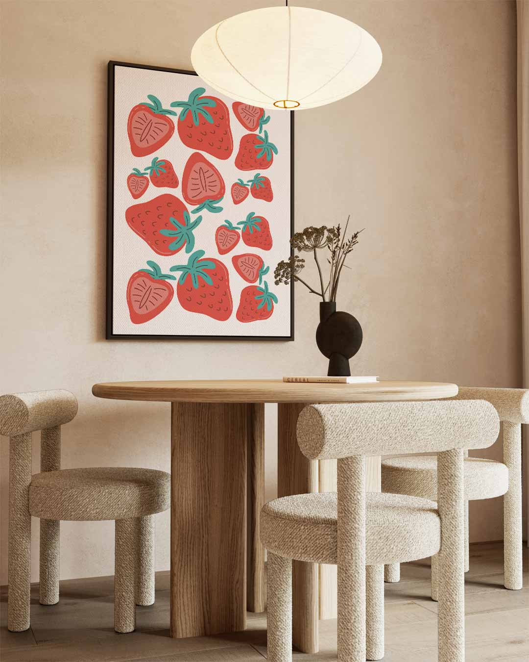 Vrolijke Aardbeien Kunstwerk-canvas-dibond-plexiglas-wanddecoratie-WallArtistic