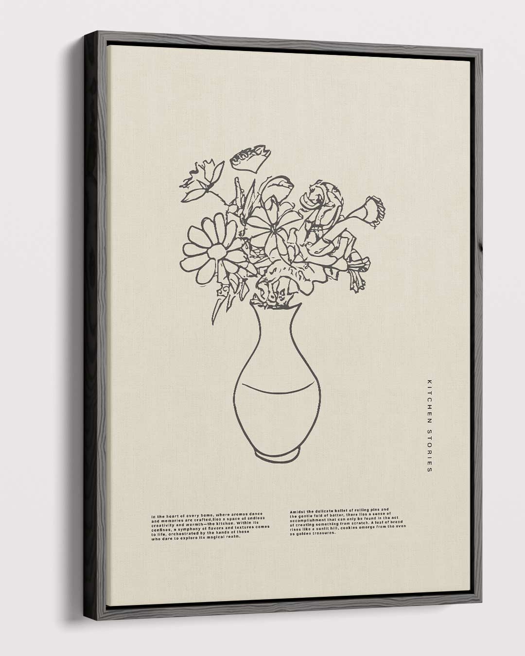 Vaas met Bloemen Lijntekening Kunstwerk-canvas-dibond-plexiglas-wanddecoratie-WallArtistic