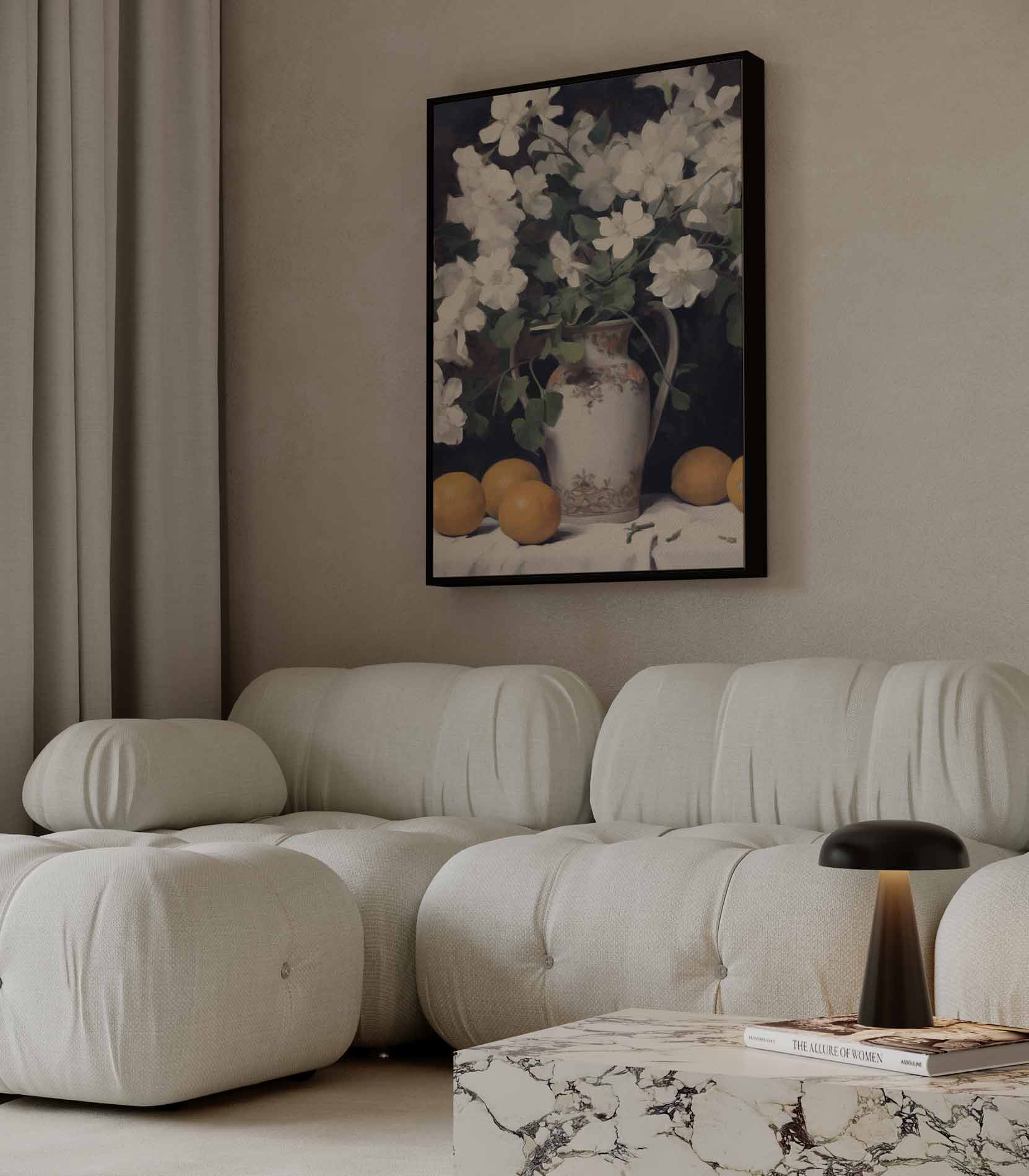 Frisse Bloemen en Citrus Kunstwerk-canvas-dibond-plexiglas-wanddecoratie-WallArtistic