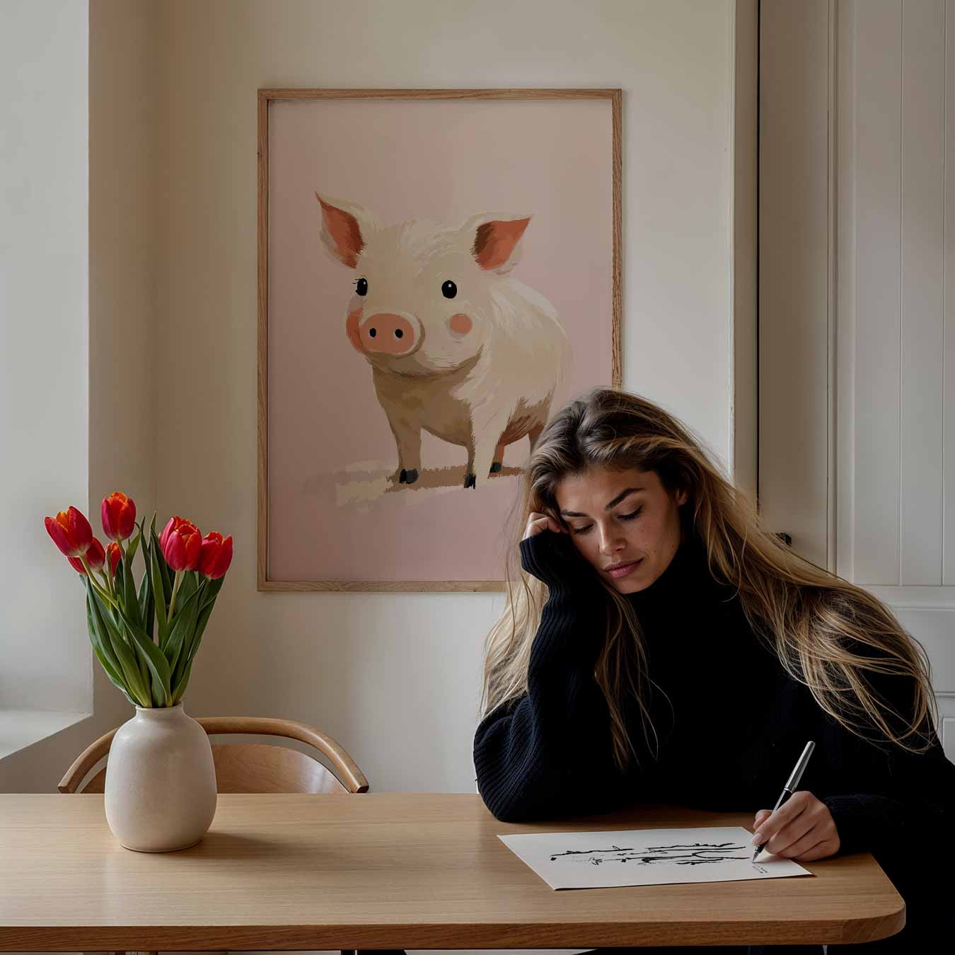 Schattige Varkentje Kunstposter