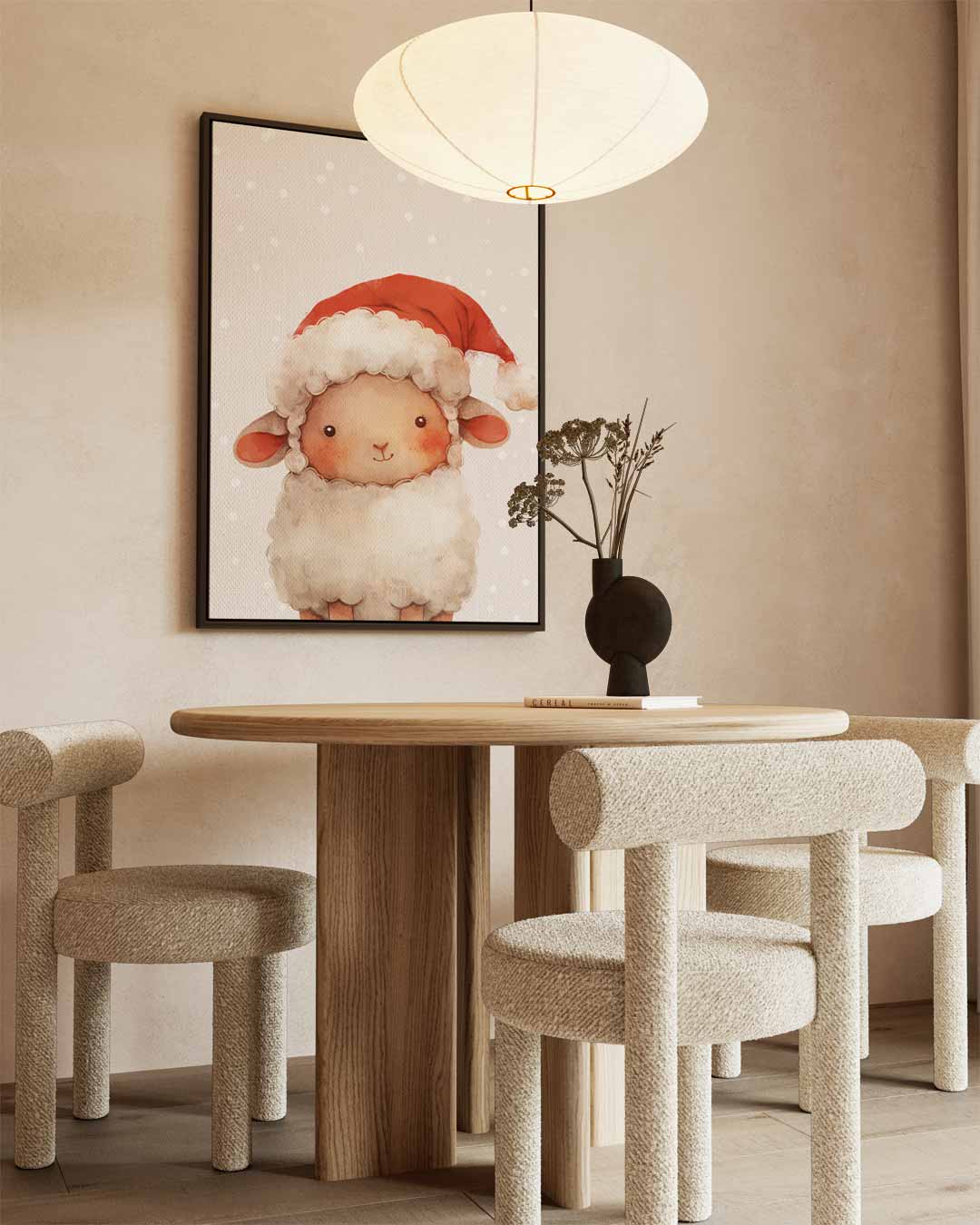 Schattig Kerstlammetje Illustratie Kunstwerk-canvas-dibond-plexiglas-wanddecoratie-WallArtistic