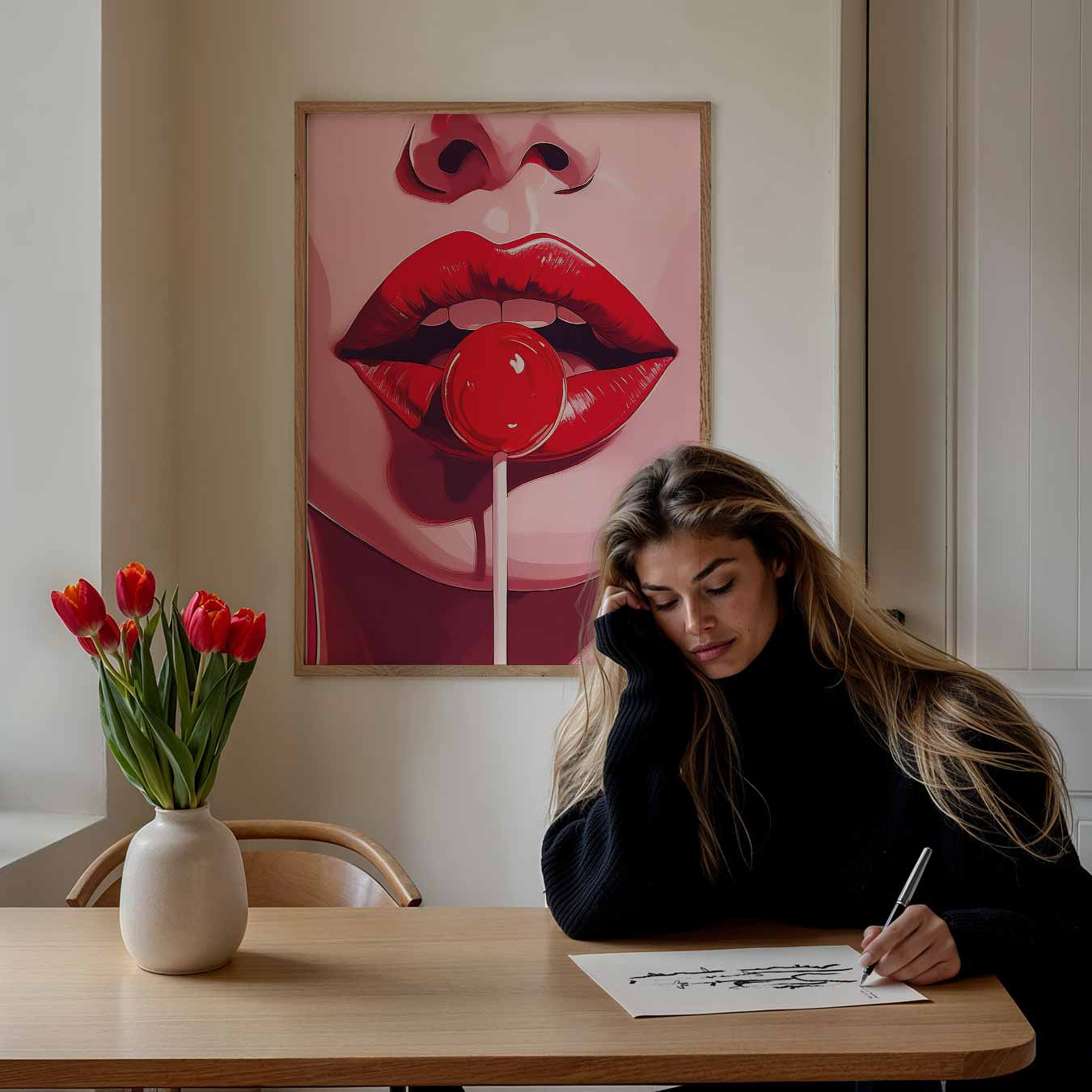 Verleidelijke Rode Lippen Poster