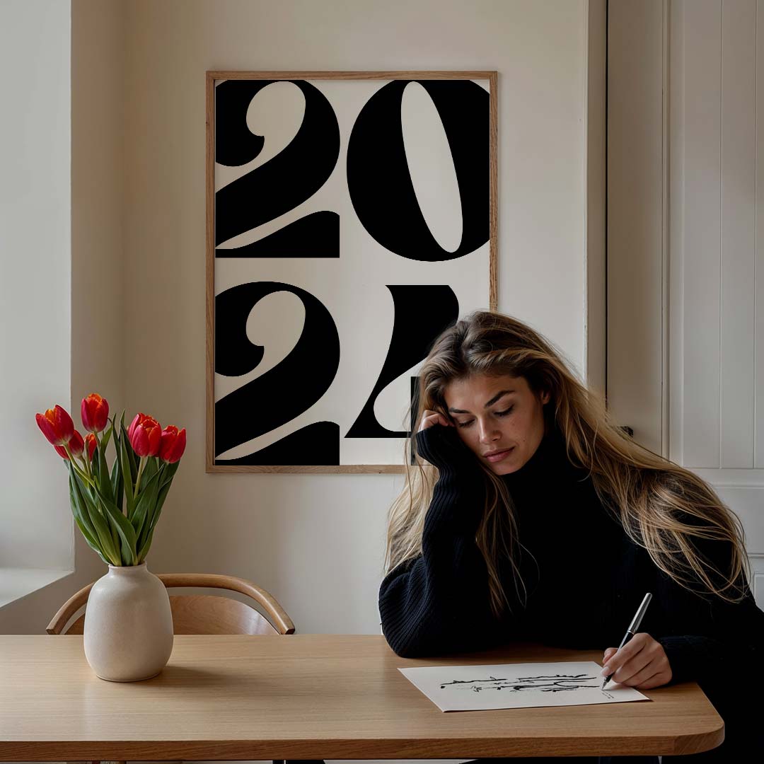 Stijlvolle 2024 Typografie Poster-WallArtistic