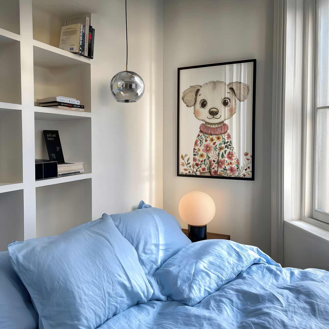 Schattige Puppy met Bloemen Trui Poster