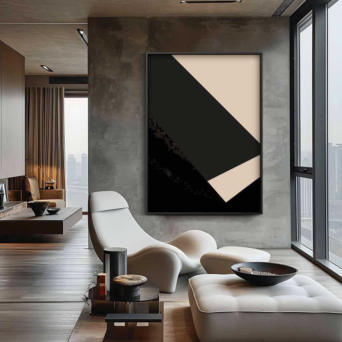 Abstracte Geometrische Compositie Kunstwerk-canvas-dibond-plexiglas-wanddecoratie-WallArtistic