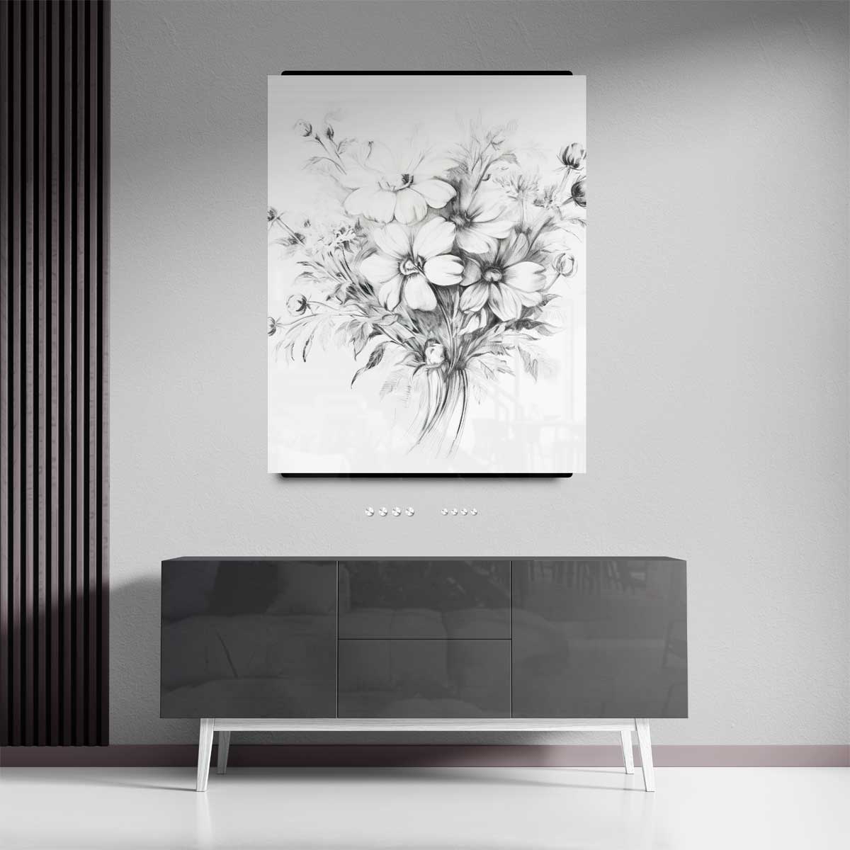 Bloemenballet - Potloodschets Kunstwerk-canvas-dibond-plexiglas-wanddecoratie-WallArtistic
