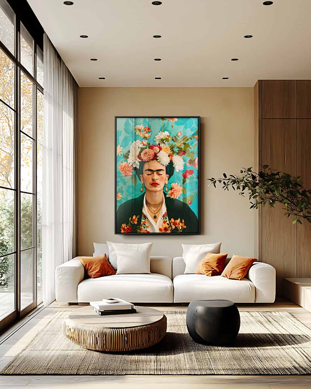 Bloemrijke Portretpracht Kunstwerk-canvas-dibond-plexiglas-wanddecoratie-WallArtistic