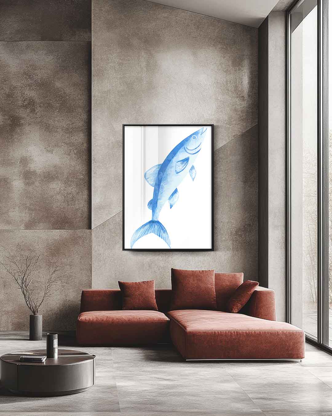 Waterverf Vis Print Kunstwerk-canvas-dibond-plexiglas-wanddecoratie-WallArtistic