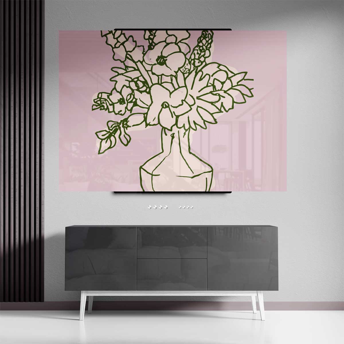 Bloemenpracht in Lijnkunst Kunstwerk-canvas-dibond-plexiglas-wanddecoratie-WallArtistic