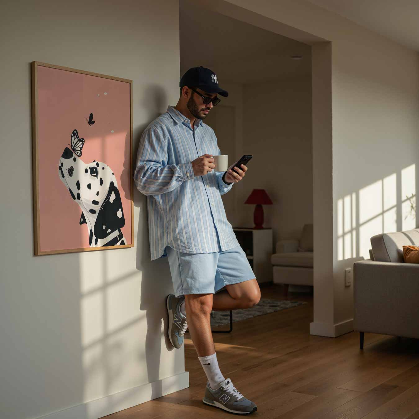 Vrolijke Dalmatier en Vlinders Poster-WallArtistic