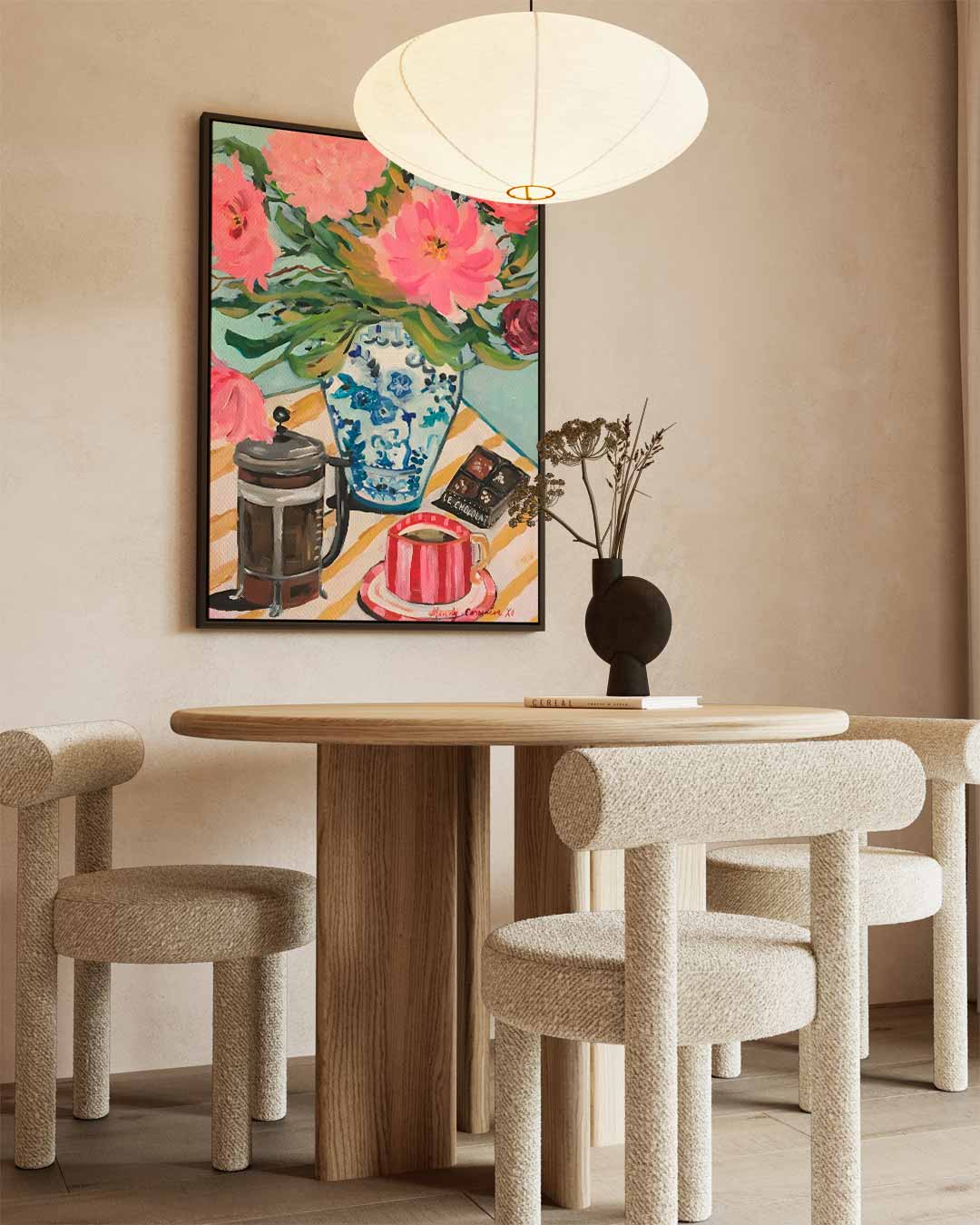 Bloemen en Koffiemoment Kunstwerk-canvas-dibond-plexiglas-wanddecoratie-WallArtistic