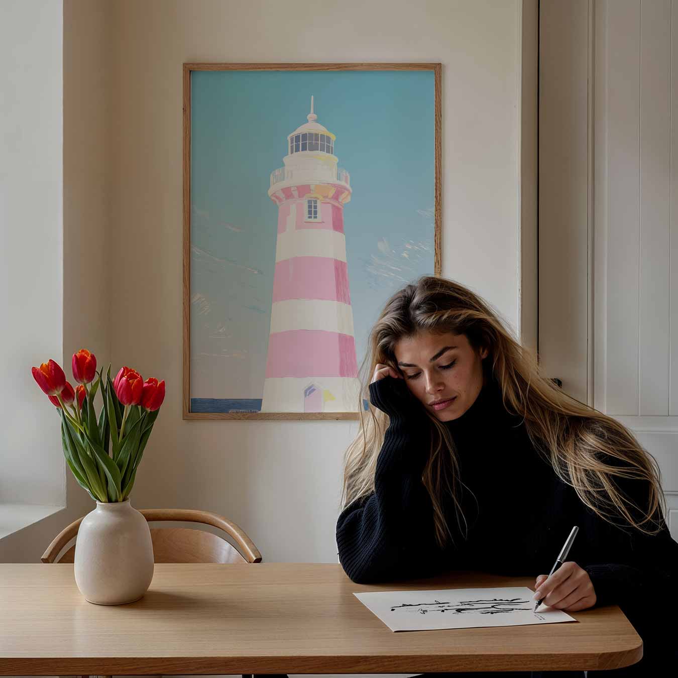 Zomerse Vuurtoren Vibes Poster-WallArtistic