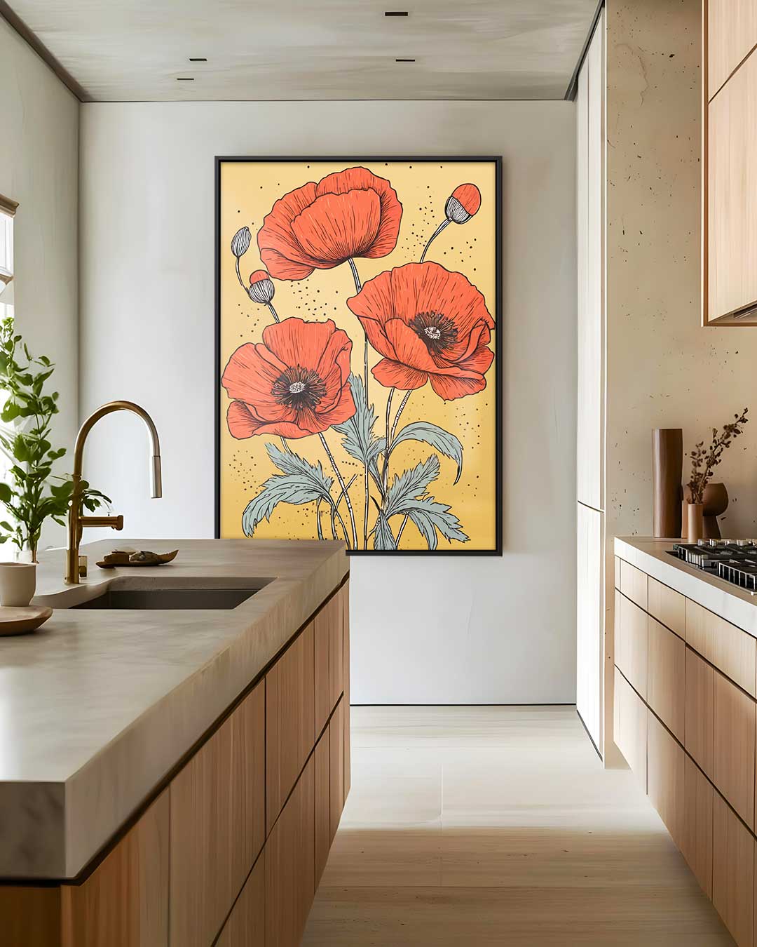 Vurige Klaprozen Kunstwerk-canvas-dibond-plexiglas-wanddecoratie-WallArtistic