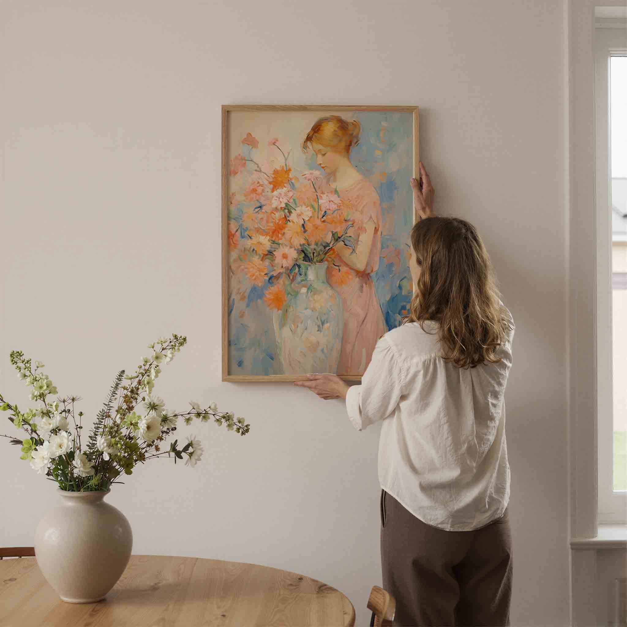 Vrouw met bloemen Poster