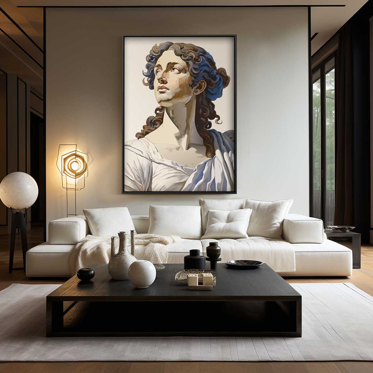 Klassieke Buste Met Krachtige Blik Kunstwerk-canvas-dibond-plexiglas-wanddecoratie-WallArtistic