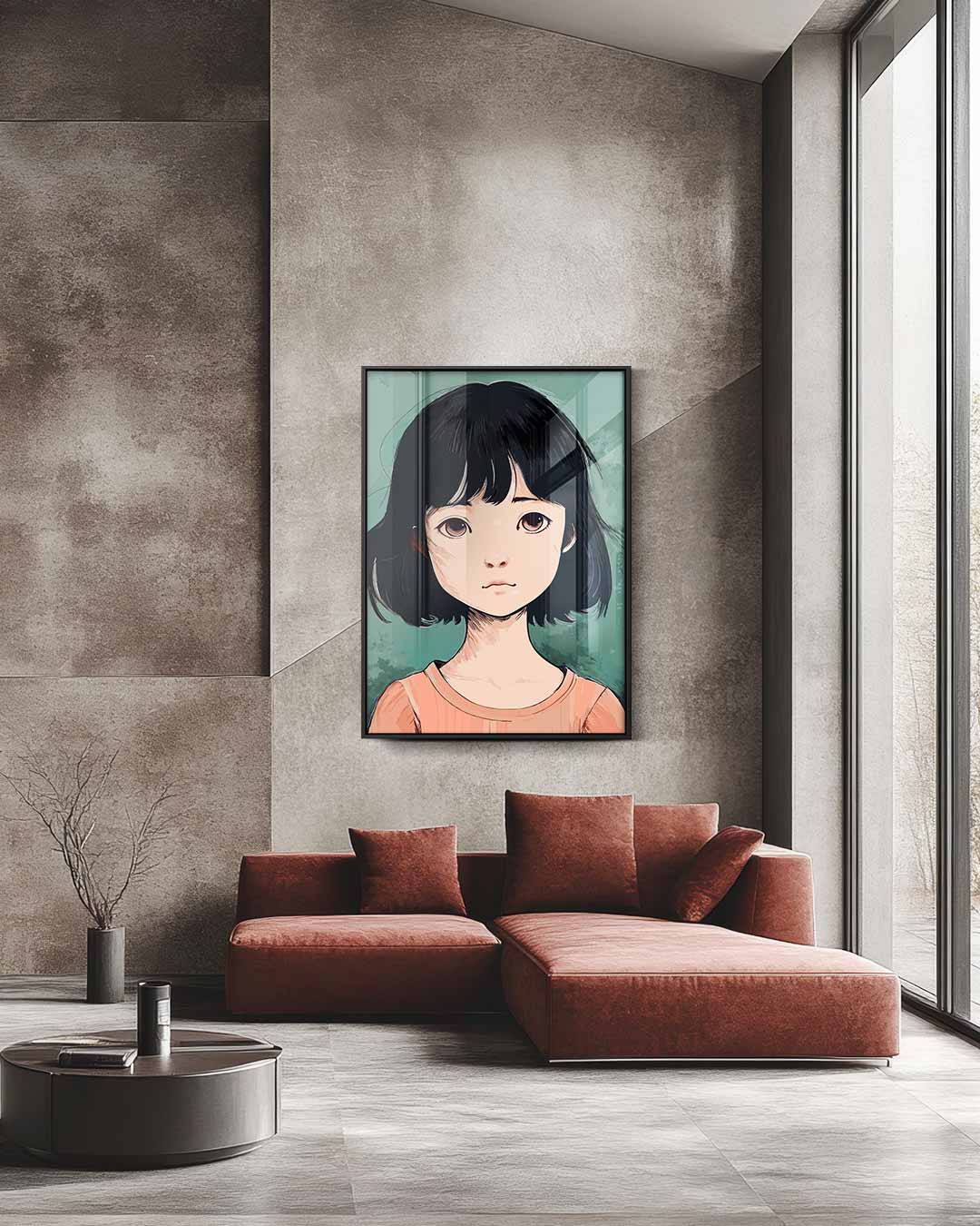Dromerige Blik Portretkunst Kunstwerk-canvas-dibond-plexiglas-wanddecoratie-WallArtistic