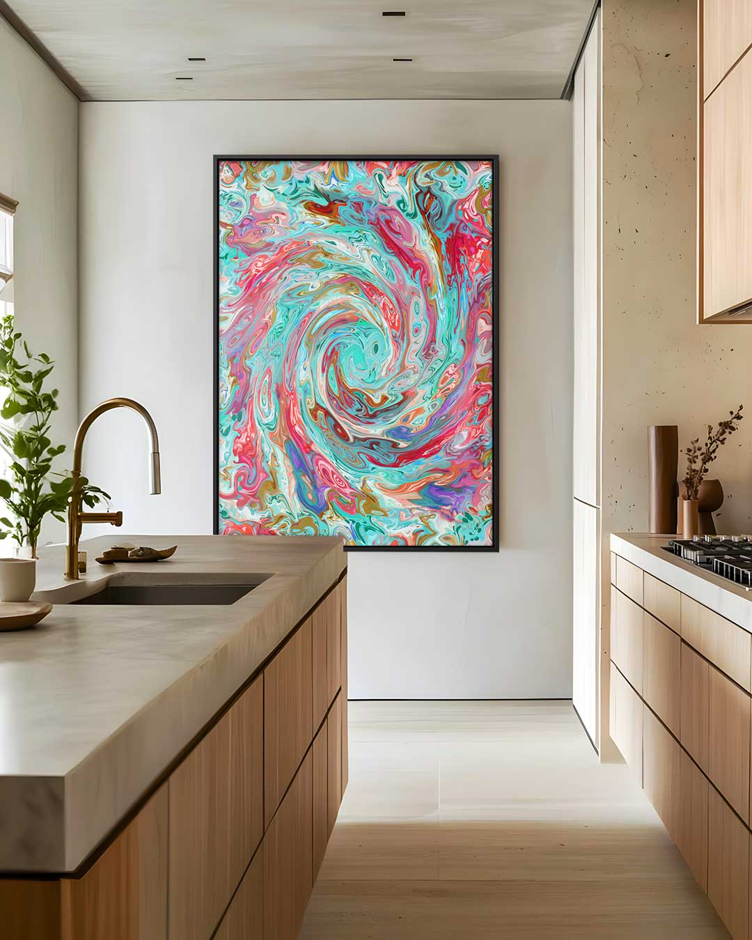 Kleurrijke Werveling Kunstwerk-canvas-dibond-plexiglas-wanddecoratie-WallArtistic