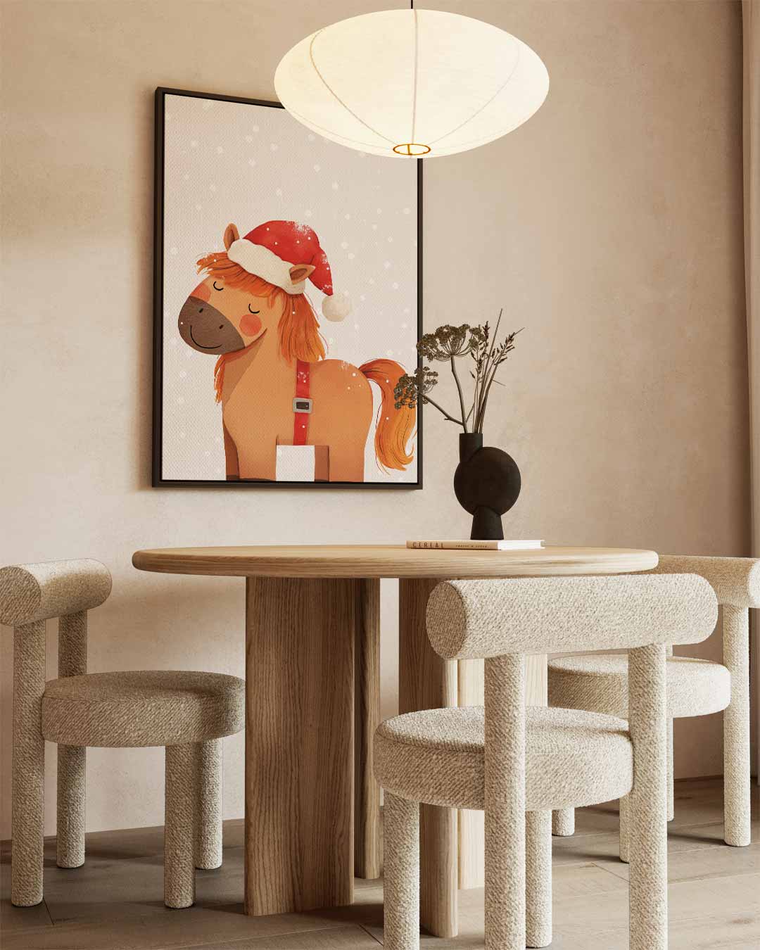 Schattig Kerstpony Illustratie Kunstwerk-canvas-dibond-plexiglas-wanddecoratie-WallArtistic