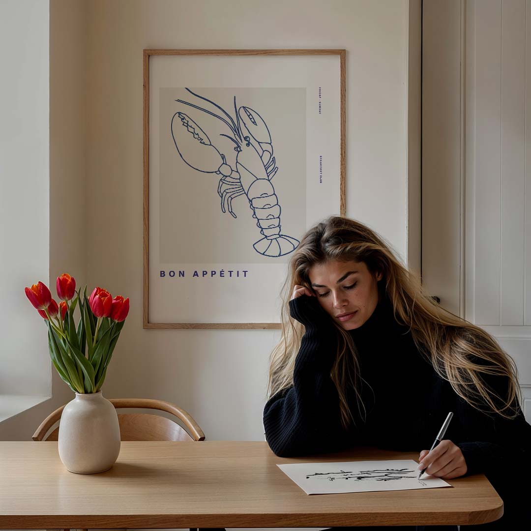 Stijlvolle Bon Appétit Kreeften Poster-WallArtistic