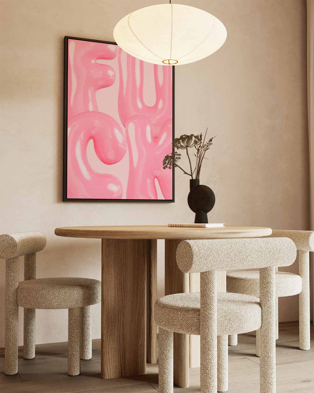 Speelse Roze Bubbelletters Kunstwerk-canvas-dibond-plexiglas-wanddecoratie-WallArtistic