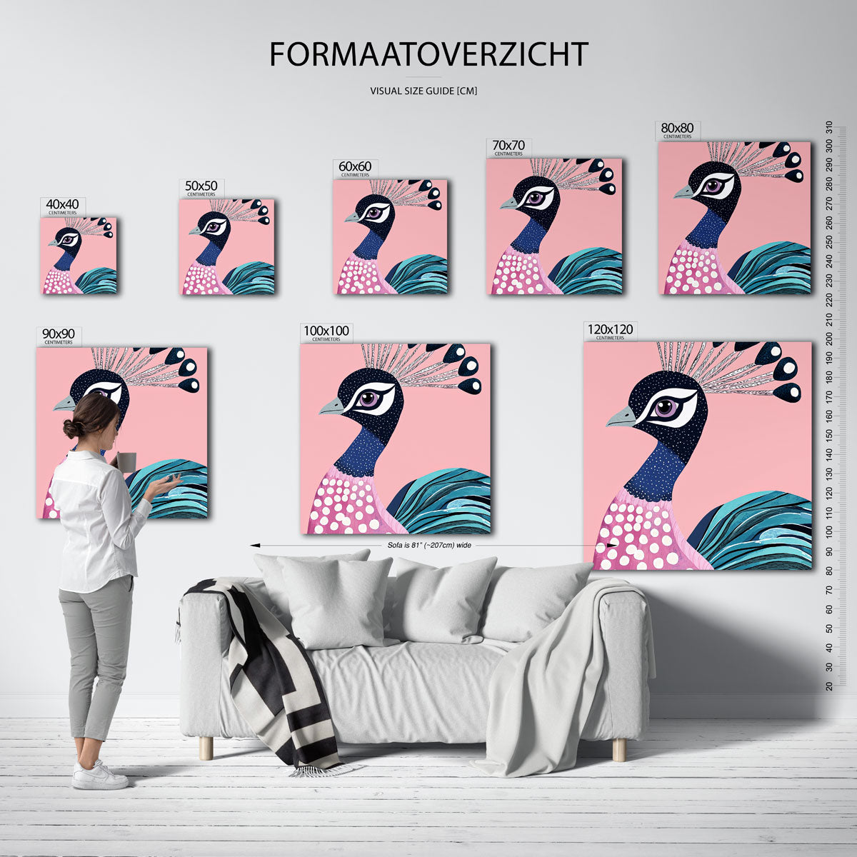 Pauw op roze Poster