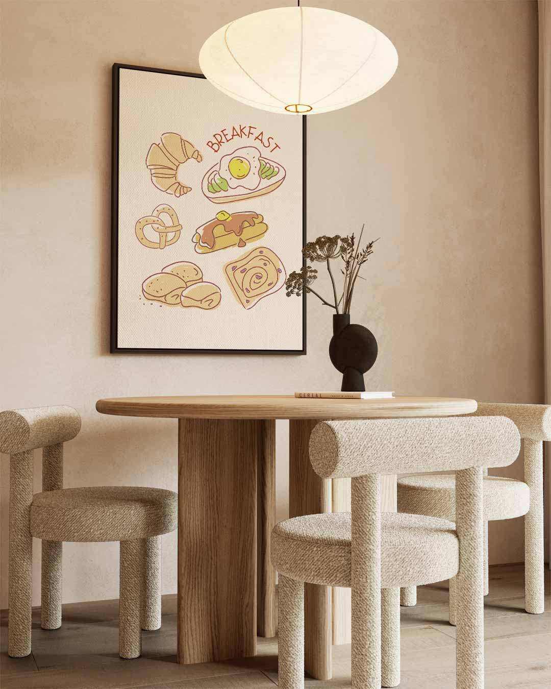 Ontbijt Illustratie Kunstwerk-canvas-dibond-plexiglas-wanddecoratie-WallArtistic