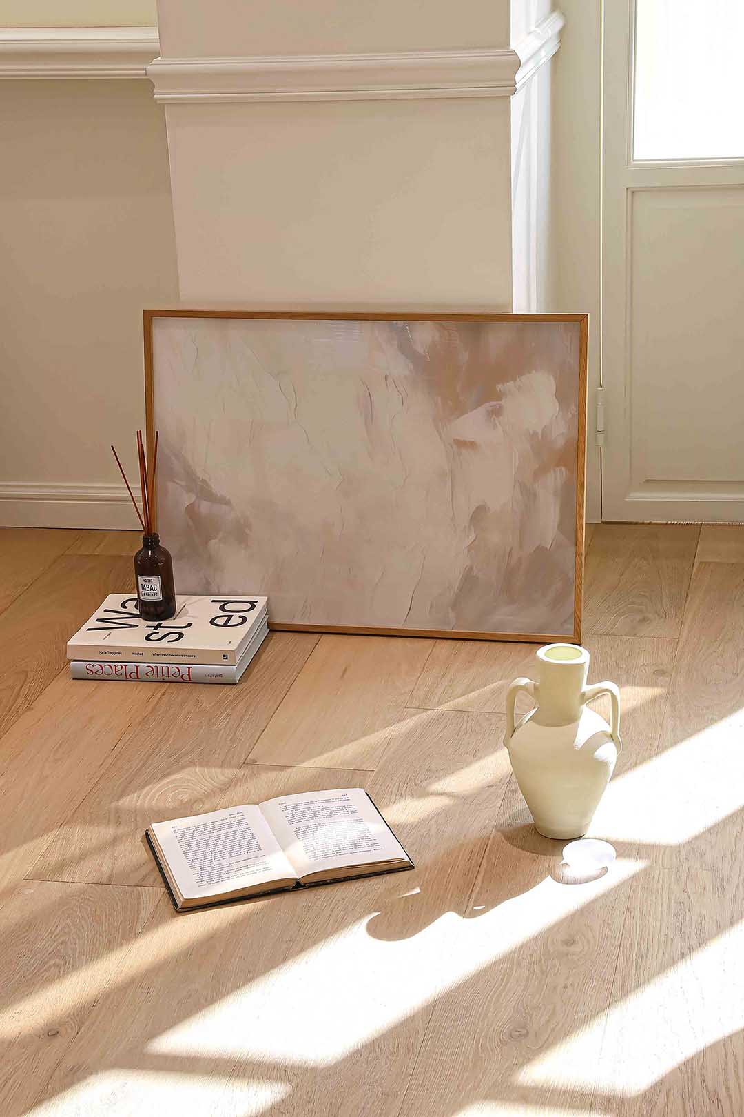 Abstracte beige en witte Poster
