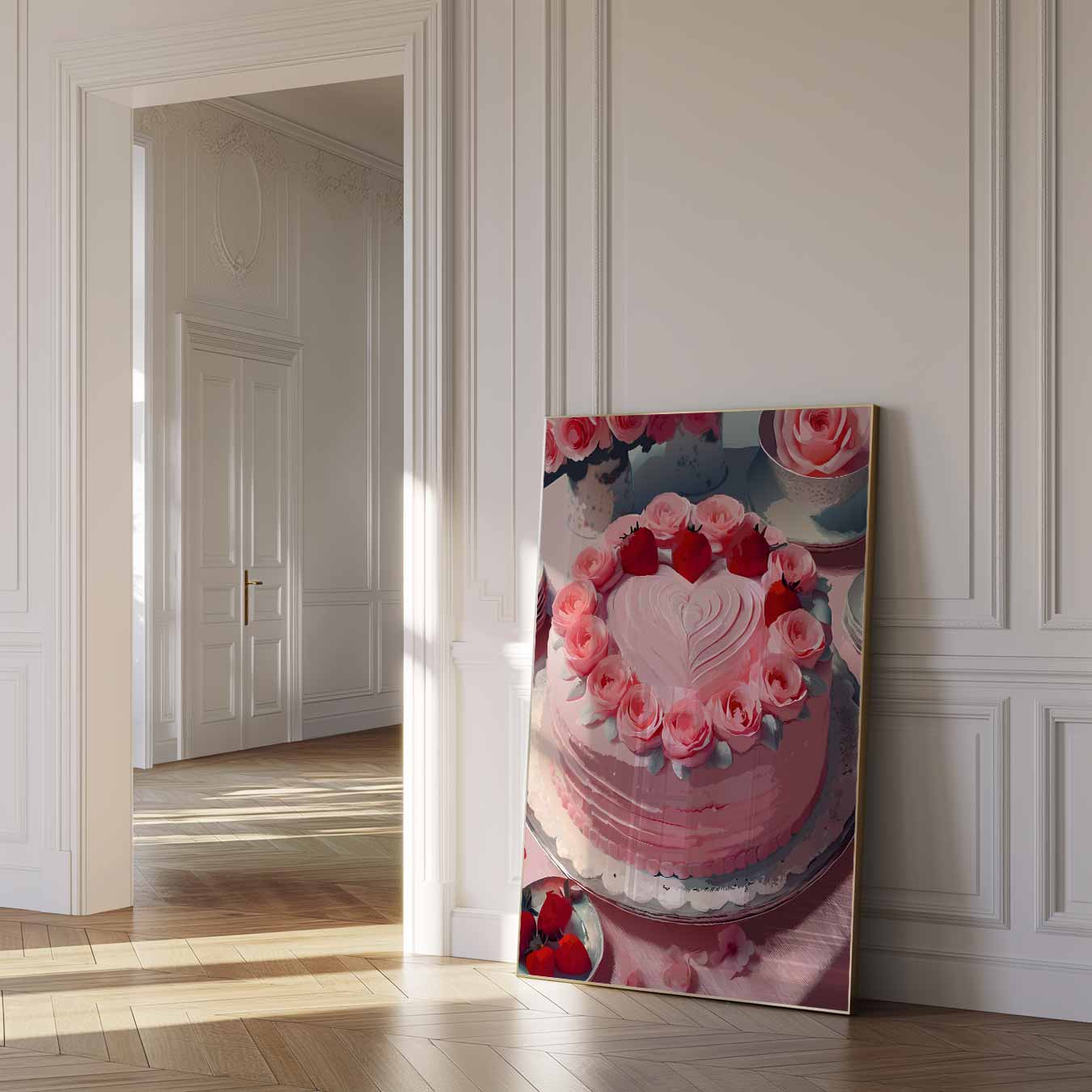 Romantische Rozen & Aardbeien Patisserie Poster