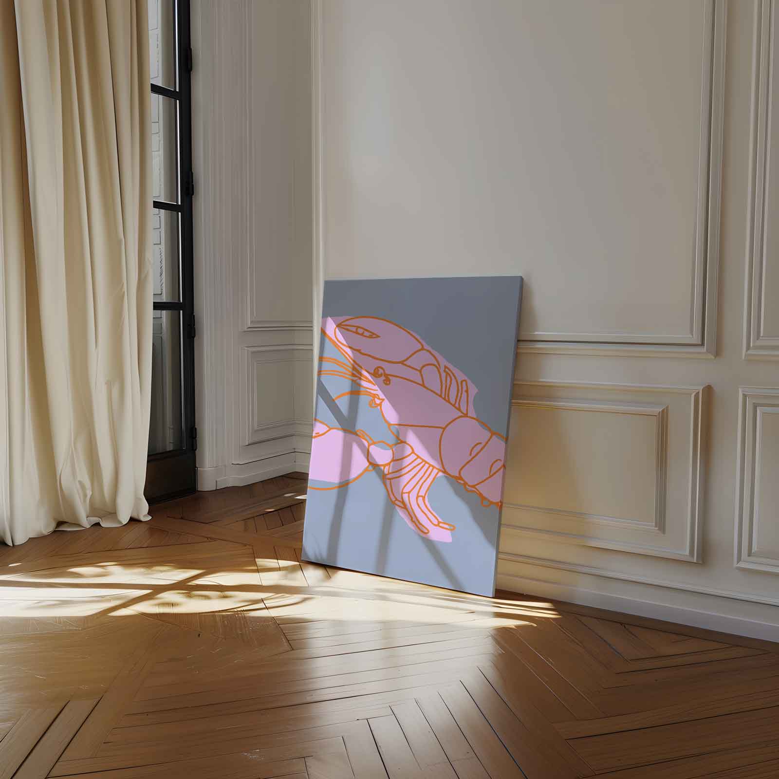 Kleurrijke Krabillustratie Kunstwerk-canvas-dibond-plexiglas-wanddecoratie-WallArtistic