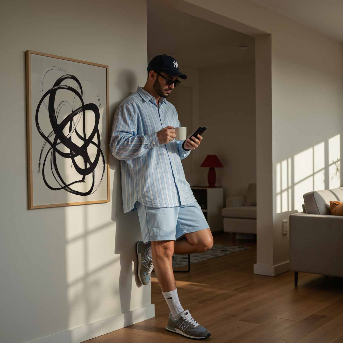 Abstracte Zwart-Witte Kringellijnen Poster-WallArtistic