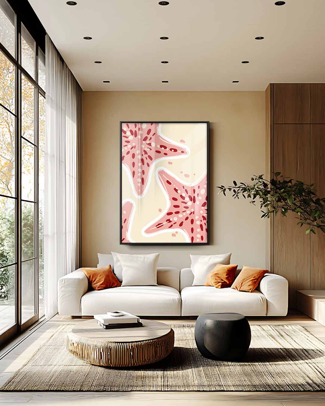 Speelse Zeester Print Kunstwerk-canvas-dibond-plexiglas-wanddecoratie-WallArtistic