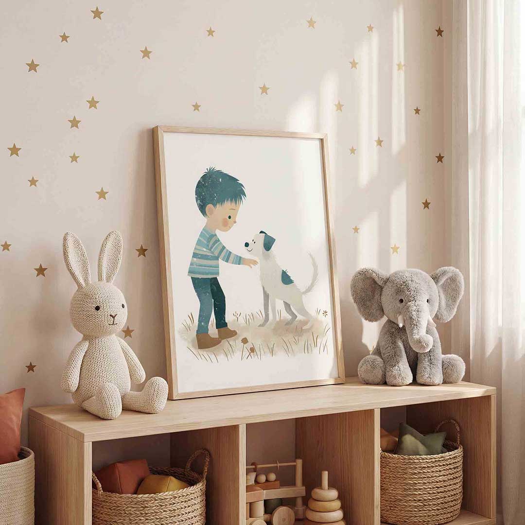 Jongen met hond Poster
