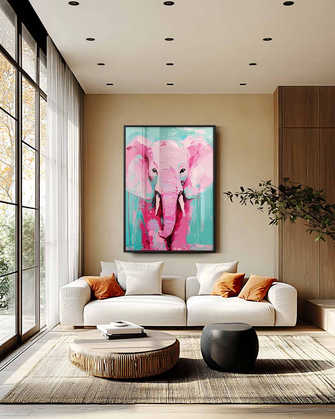 Kleurrijke Olifantenkunst Kunstwerk-canvas-dibond-plexiglas-wanddecoratie-WallArtistic