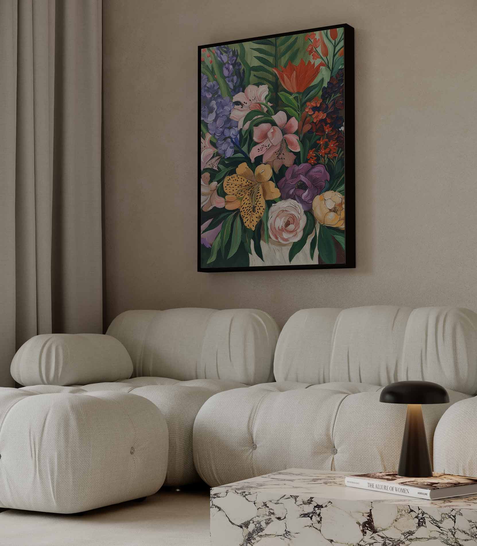 Bloemrijke Fantasie Kunstwerk-canvas-dibond-plexiglas-wanddecoratie-WallArtistic