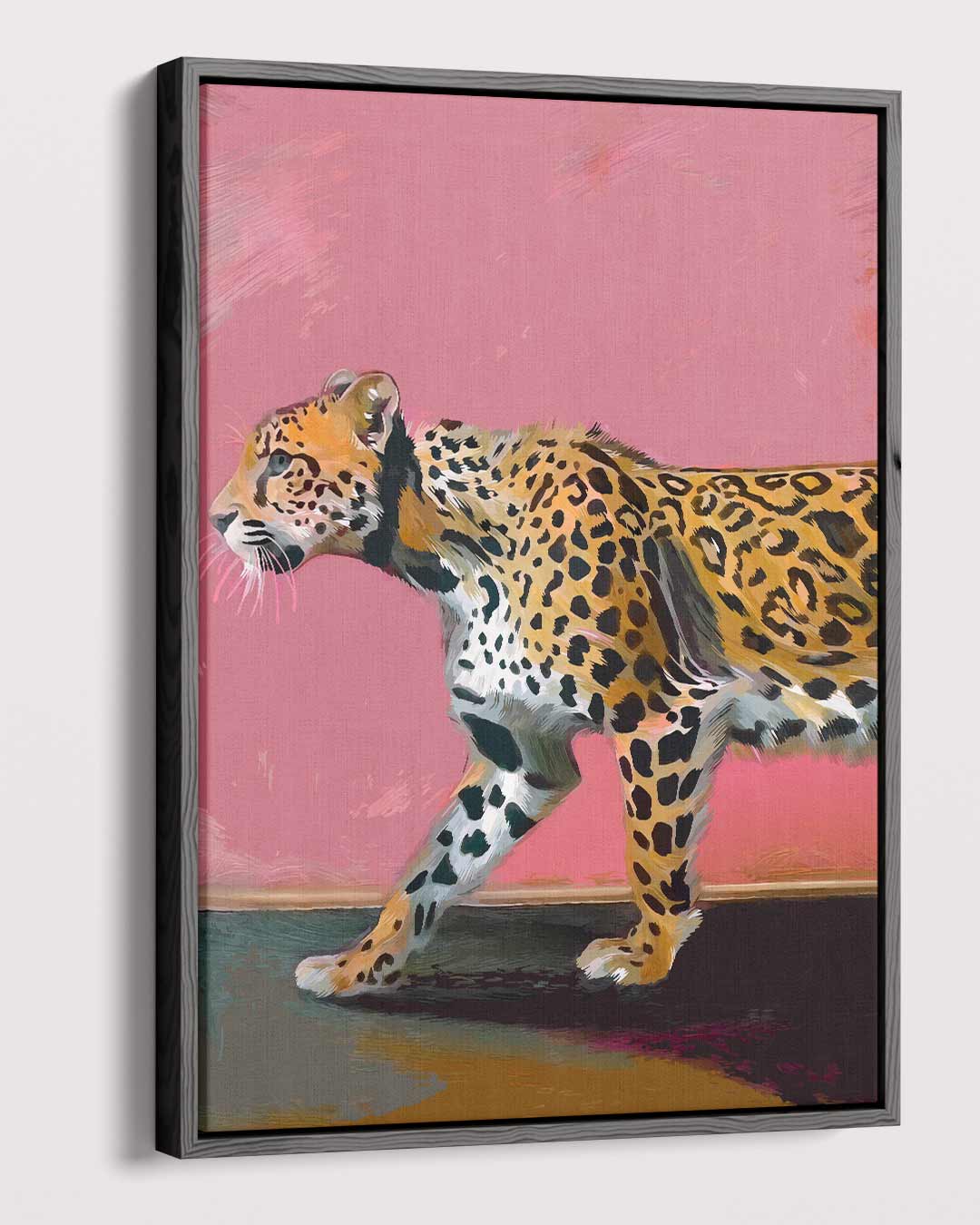 Wandeling van een Luipaard Kunstwerk-canvas-dibond-plexiglas-wanddecoratie-WallArtistic