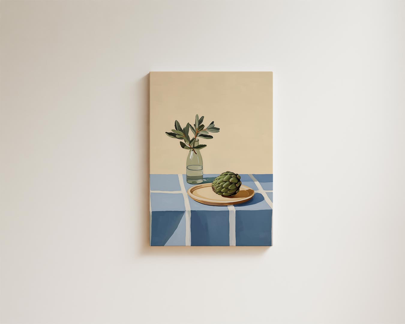 Stilleven met Artisjok en Fles Kunstwerk-canvas-dibond-plexiglas-wanddecoratie-WallArtistic