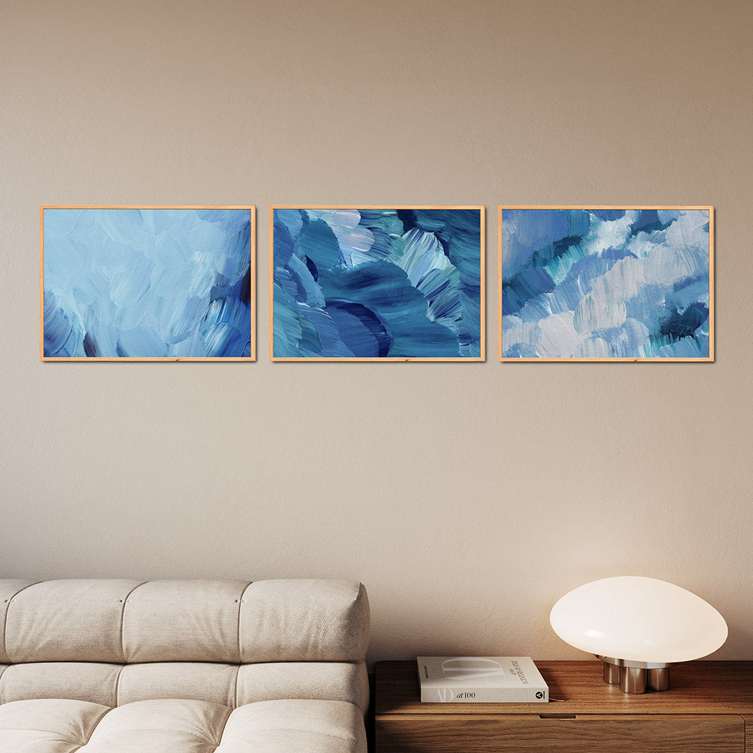 Blauwe borstelstreken Posterset