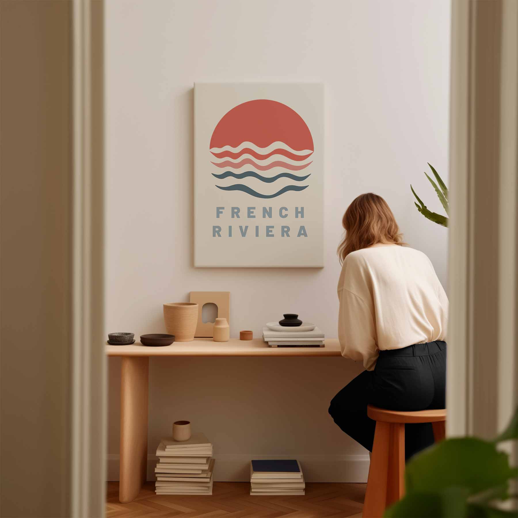 Zonsondergang aan de Franse Rivièra Kunstwerk-canvas-dibond-plexiglas-wanddecoratie-WallArtistic