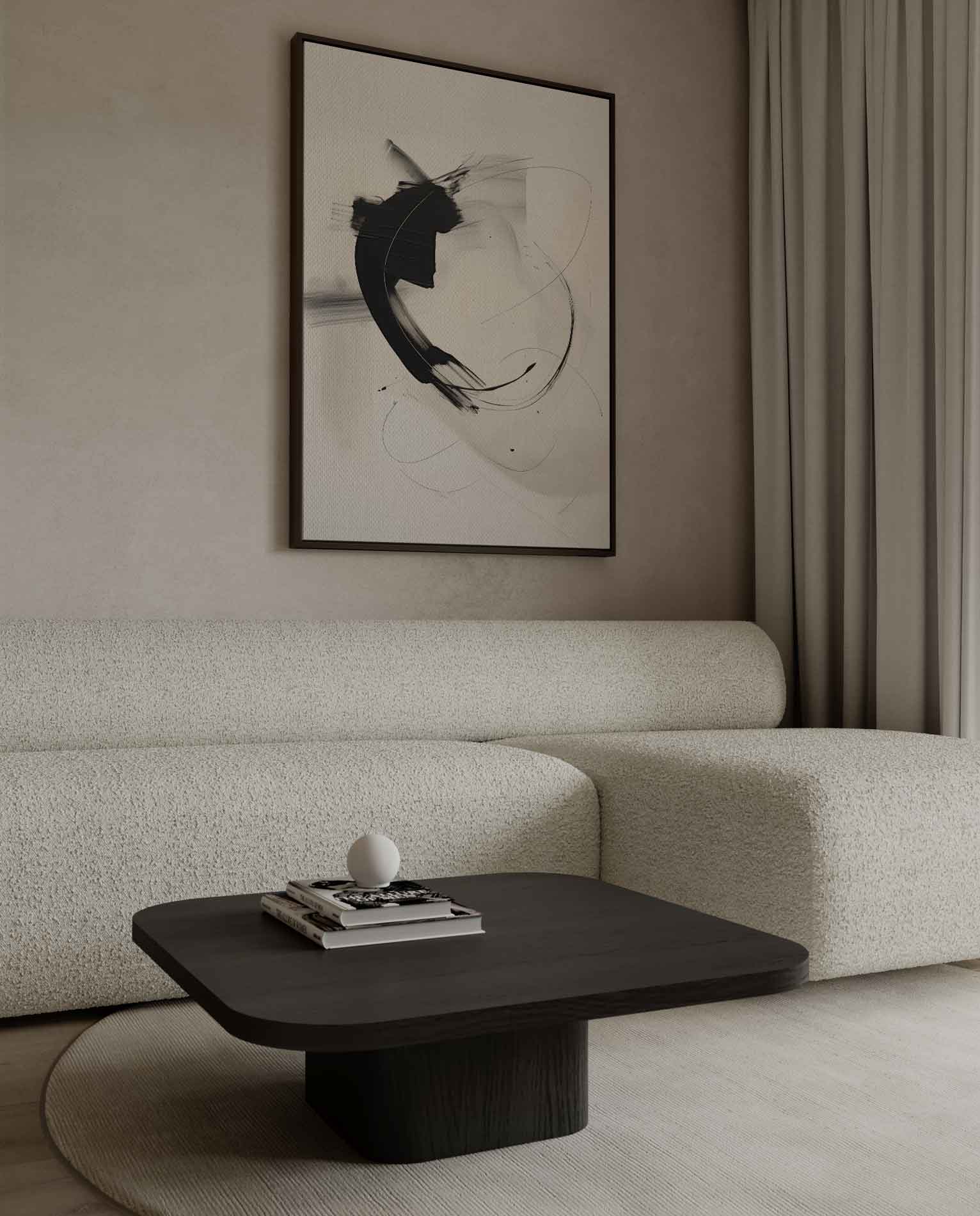 Dynamische Zwarte Streep Kunstwerk-canvas-dibond-plexiglas-wanddecoratie-WallArtistic