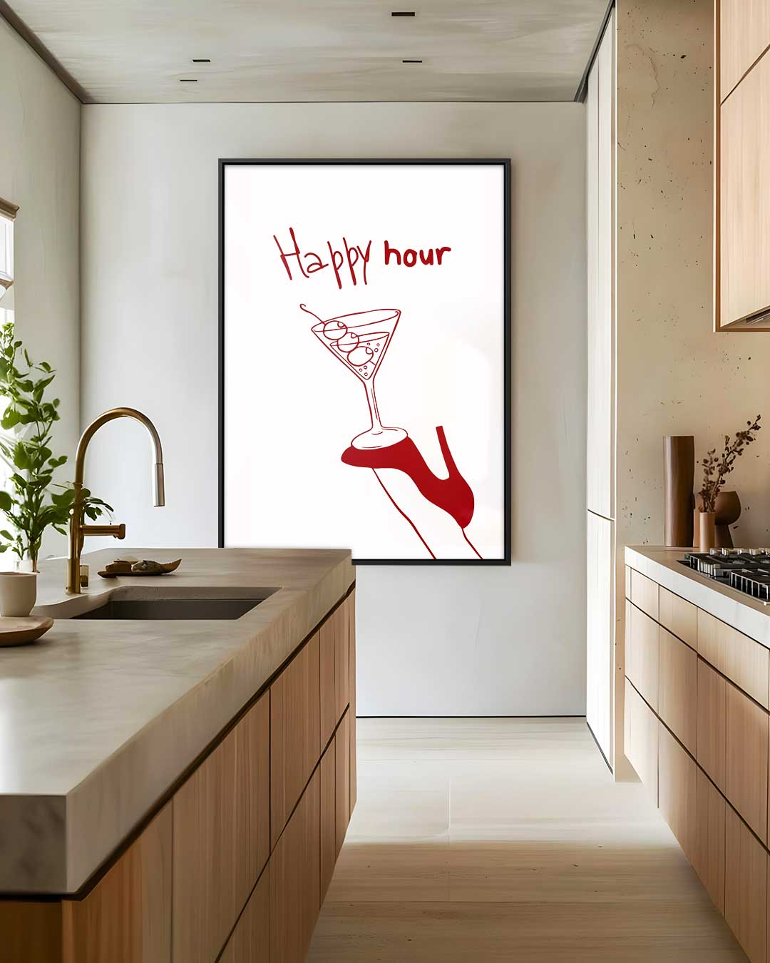 Happy Hour Illustratie Kunstwerk-canvas-dibond-plexiglas-wanddecoratie-WallArtistic