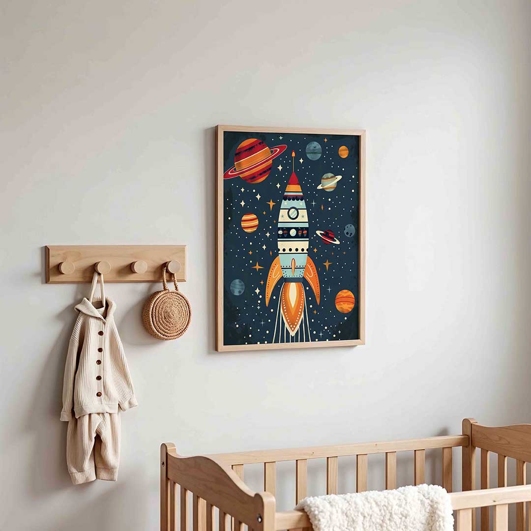 Raket en planeten Poster