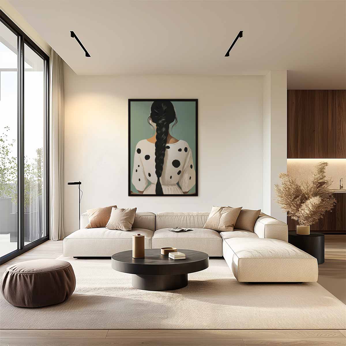 Meisje in Gepunte Jurk Kunstwerk-canvas-dibond-plexiglas-wanddecoratie-WallArtistic