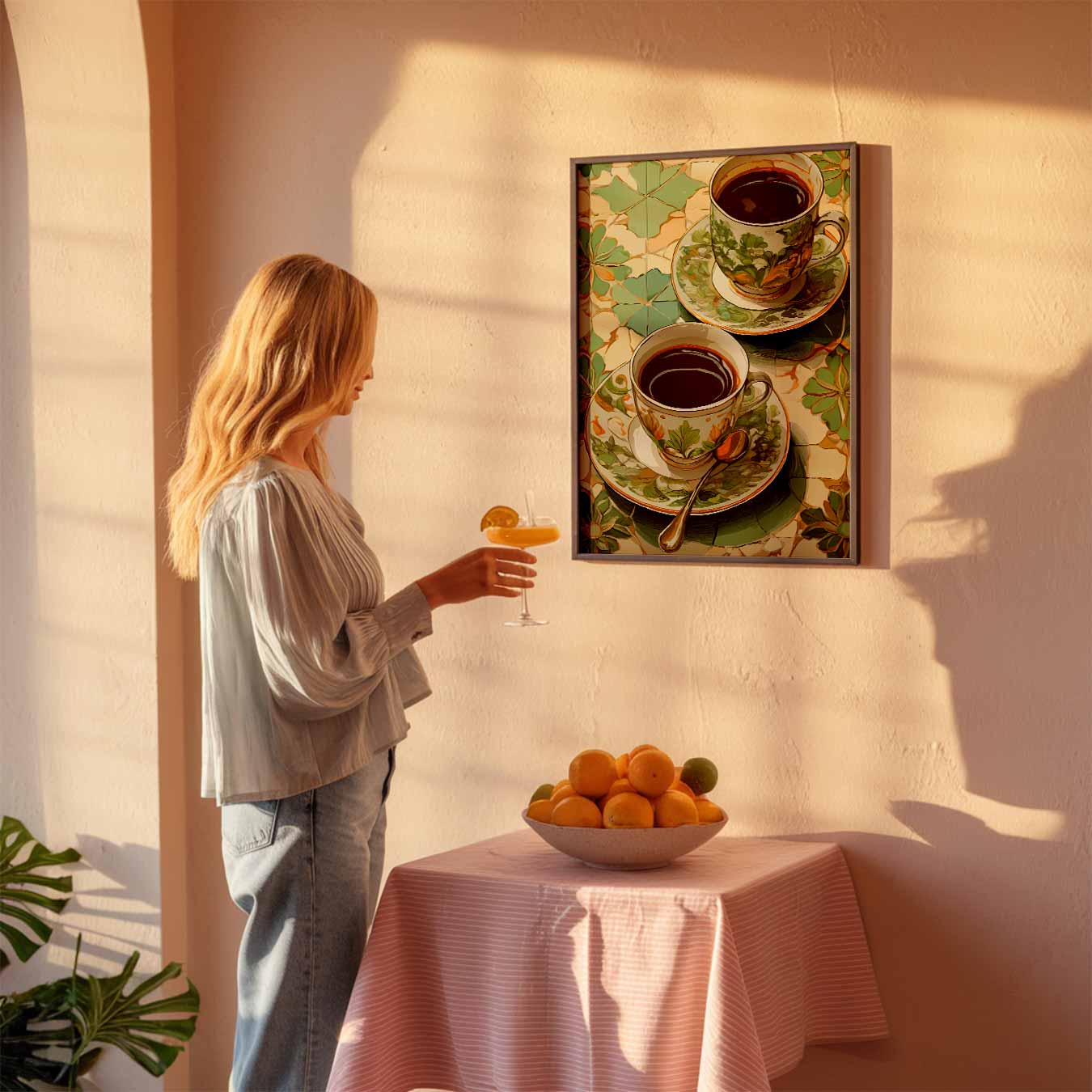 Botanische Koffietijd Poster-WallArtistic