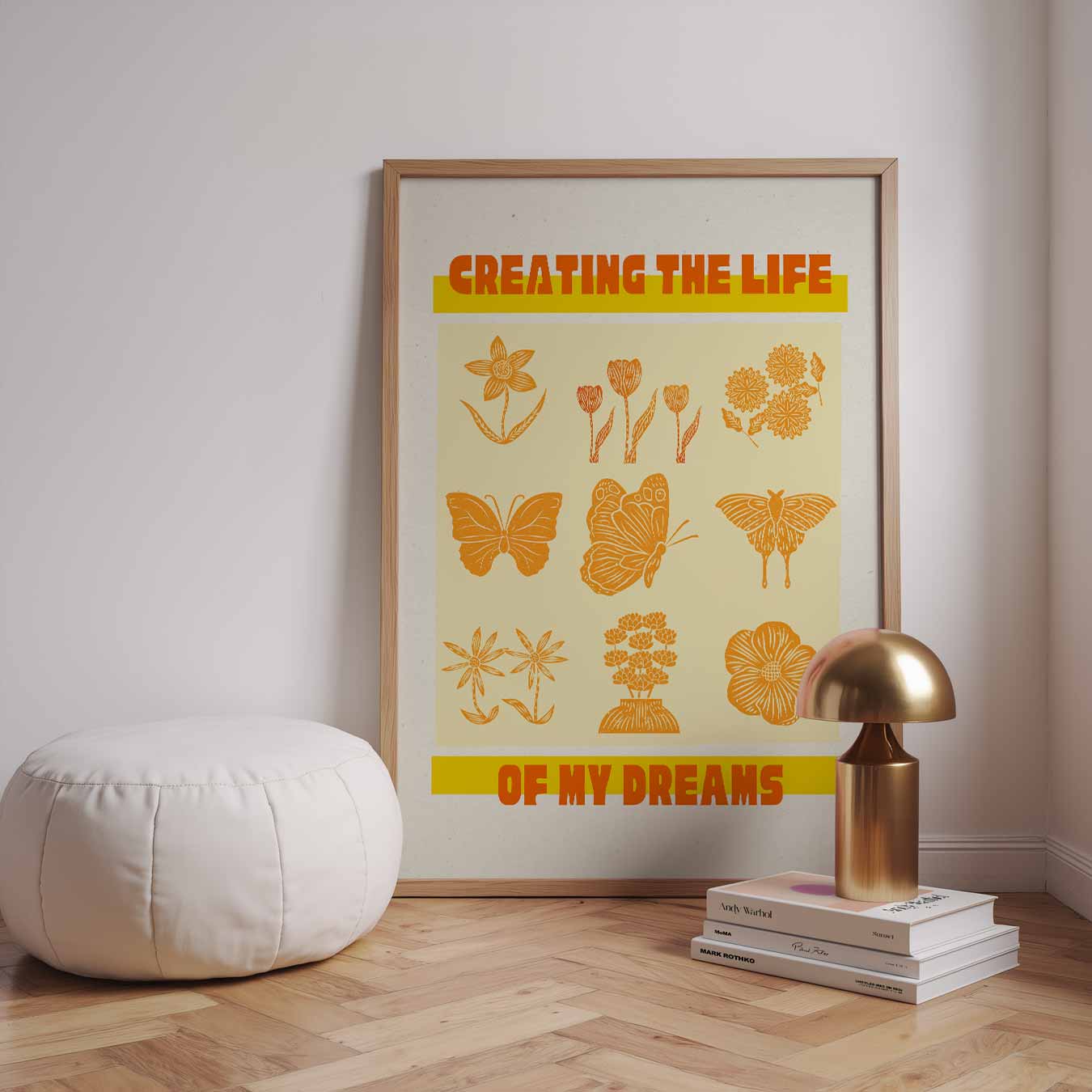 Dromerige Bloemen en Vlinders Poster