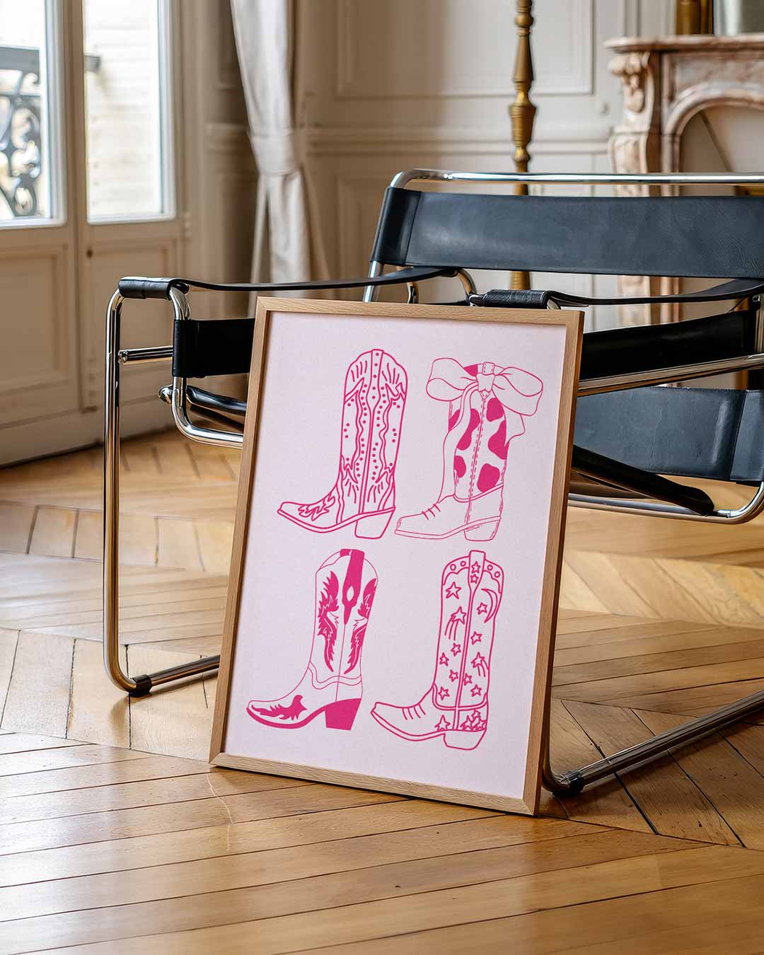 Retro Cowboylaarzen Illustratie Poster-WallArtistic