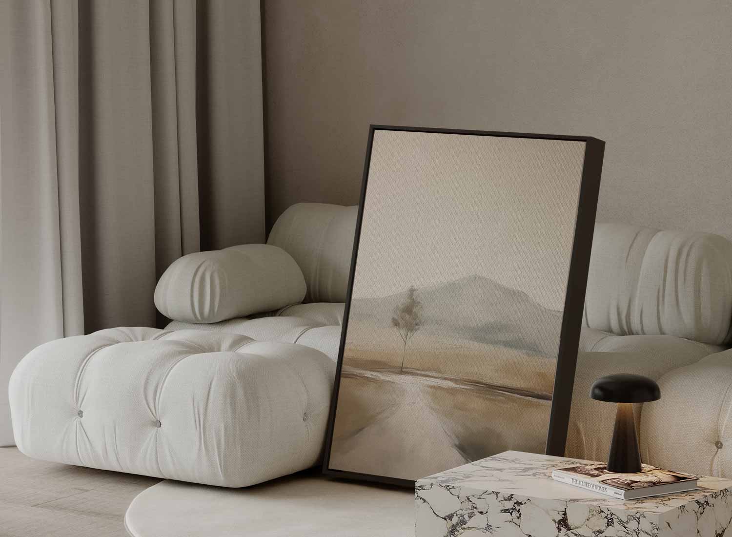 Eenzame Boom in Zacht Landschap Kunstwerk-canvas-dibond-plexiglas-wanddecoratie-WallArtistic