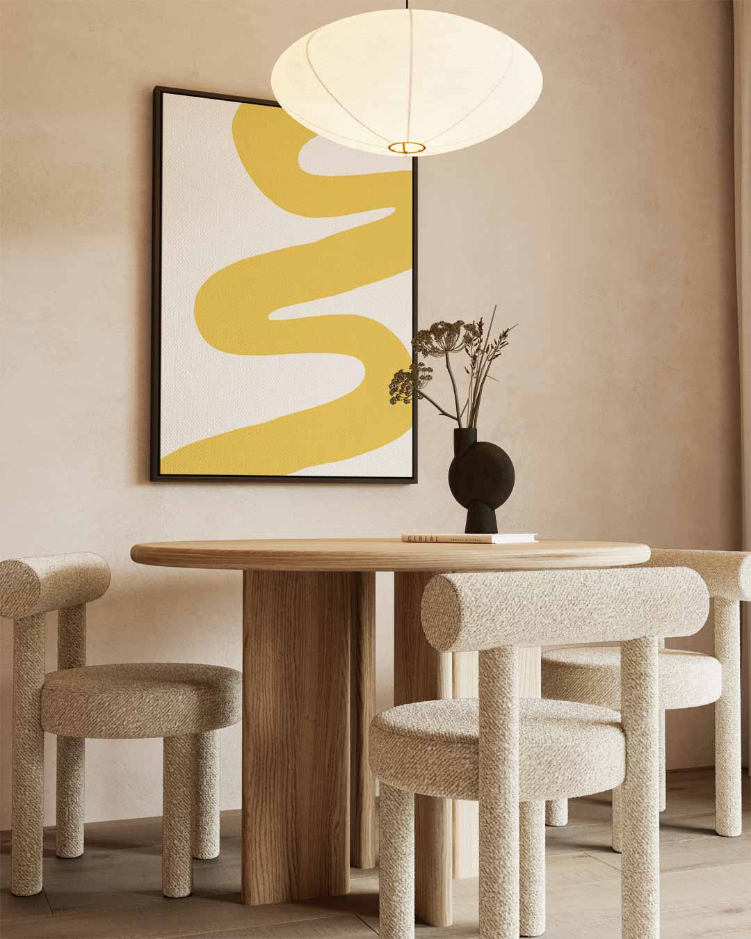Vloeiende Gele Bewegingen Kunstwerk-canvas-dibond-plexiglas-wanddecoratie-WallArtistic