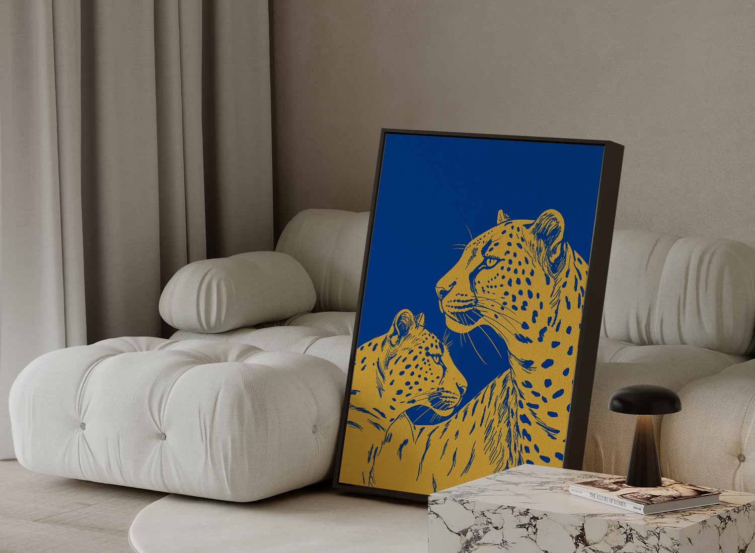 Twee Leoparden in Harmonie Kunstwerk-canvas-dibond-plexiglas-wanddecoratie-WallArtistic