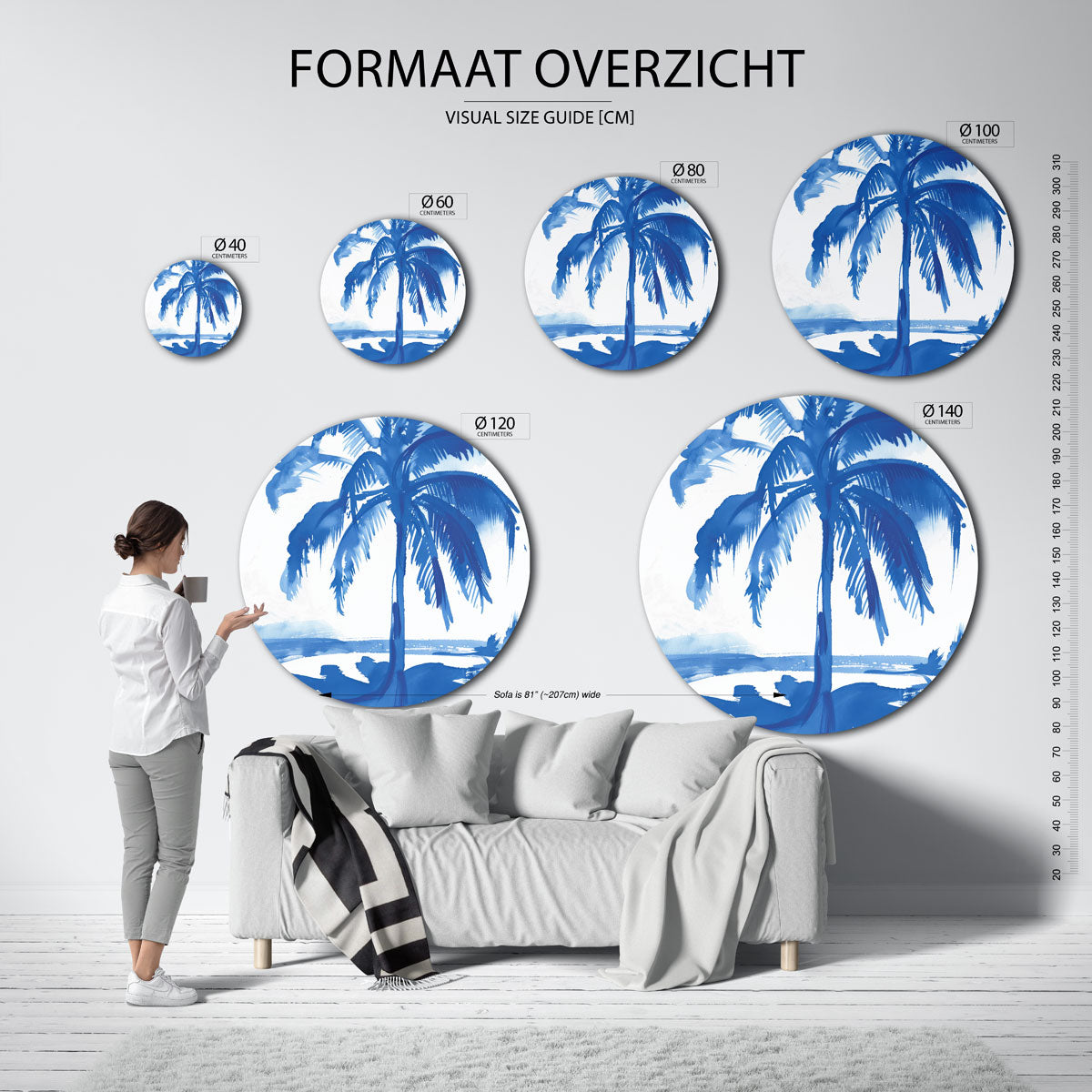 Blauwe palmboom Muurcirkel